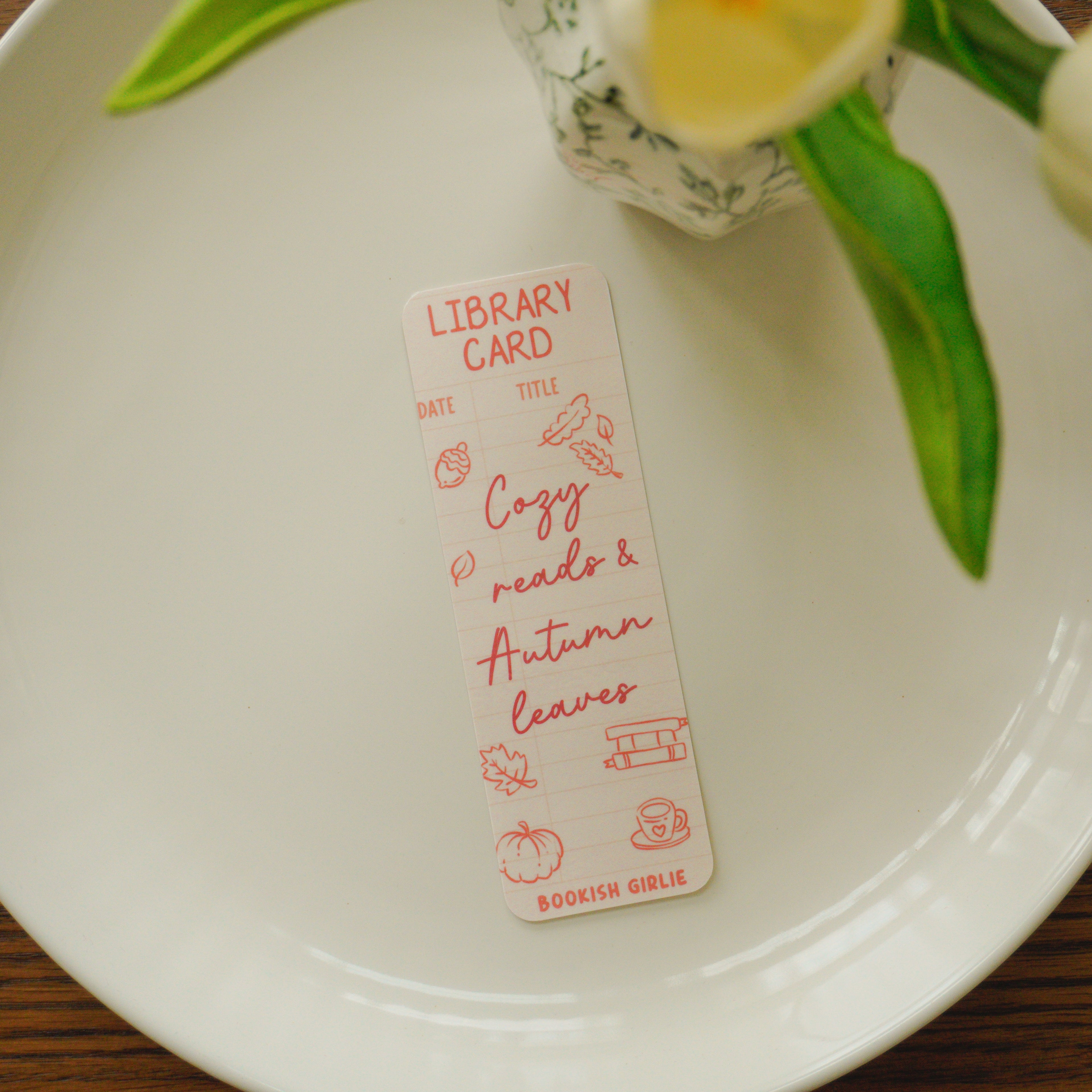 Autumn Library Card Bookmark