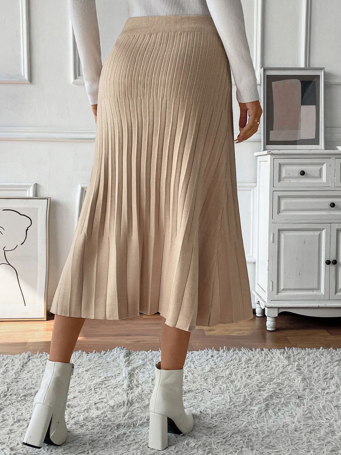 Ruby Pleated Midi Sweater Skirt