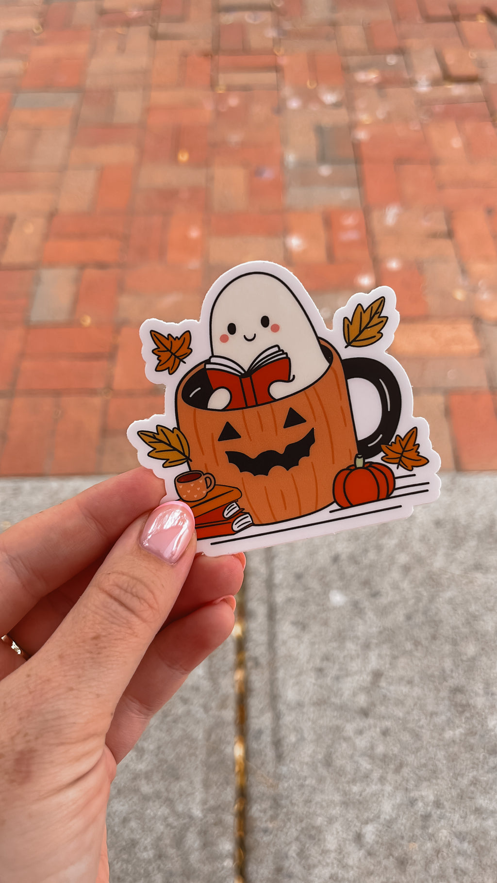 Cozy Reading Ghost Sticker
