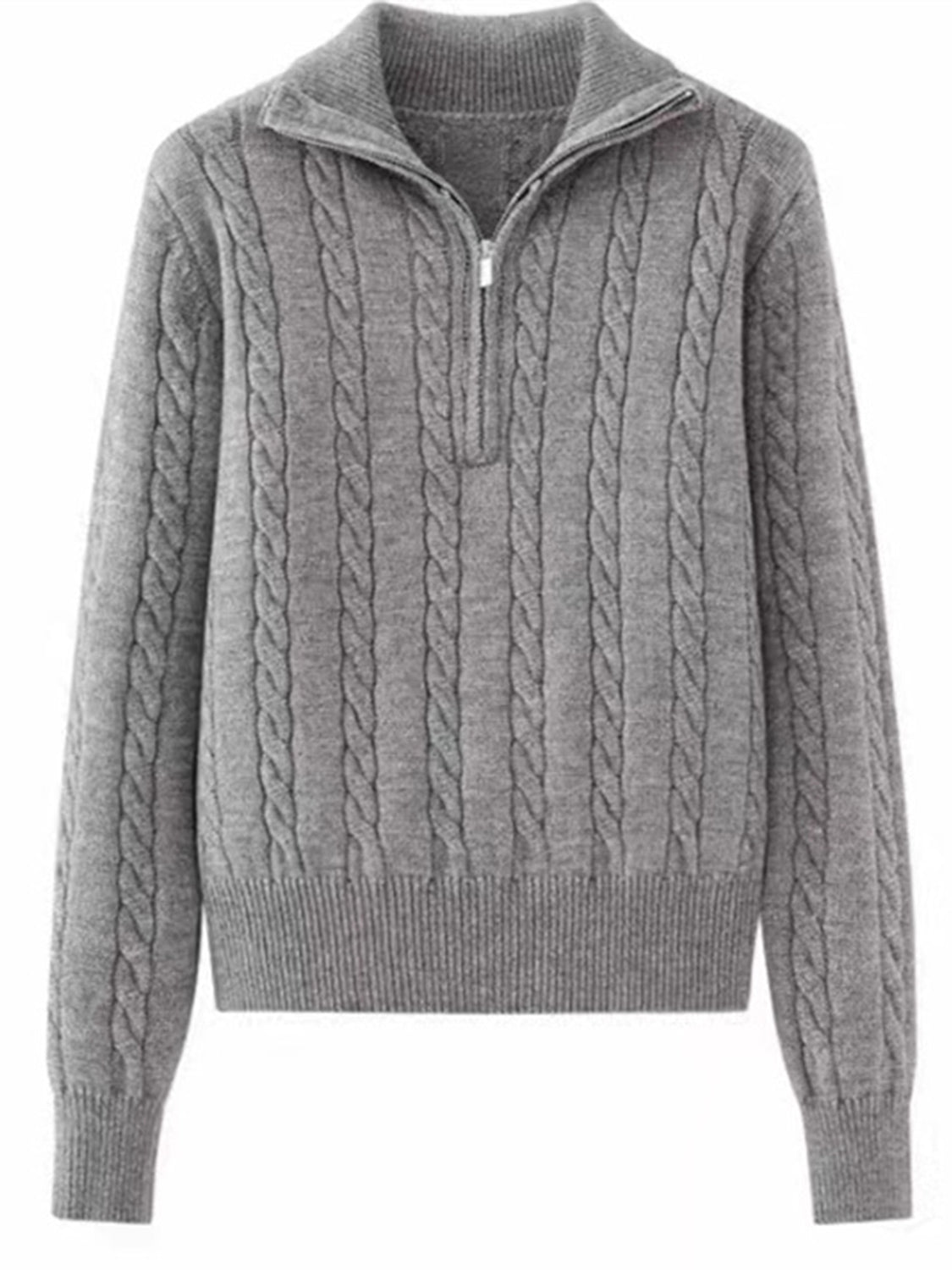 Lena Cable-Knit Half Zip Sweater