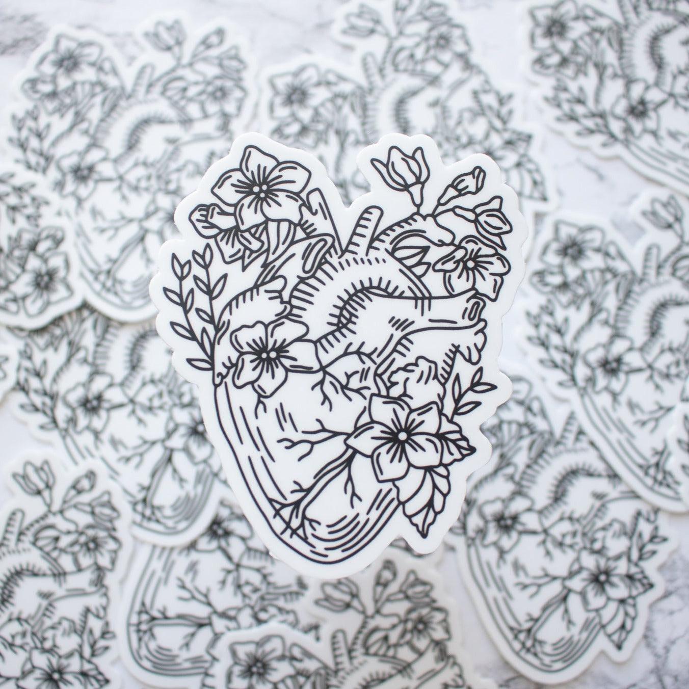 Blooming Heart Sticker - Leah Carolyn Designs